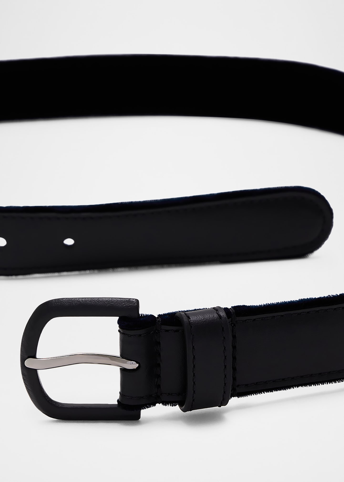 Men's Velvet-Trim Leather Belt - 3