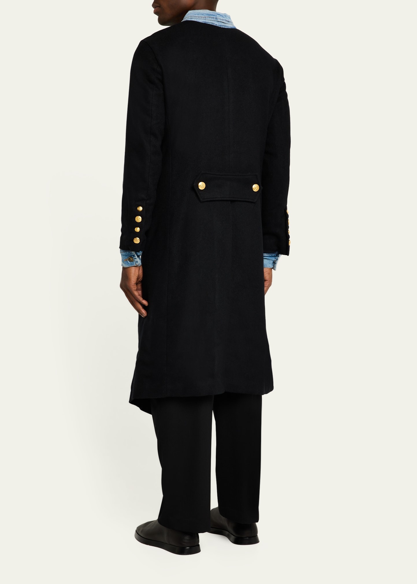 Men's Trucker-Trim Long Wool Coat - 3