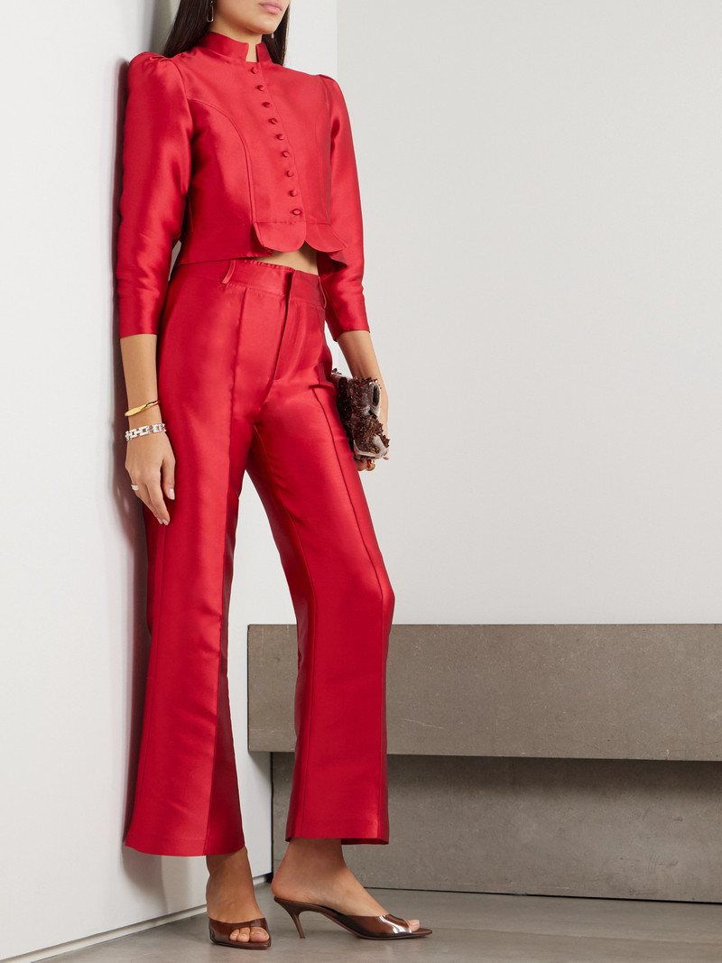 DESTREE Yoshi Cropped Satin Wide-leg Pants outlook