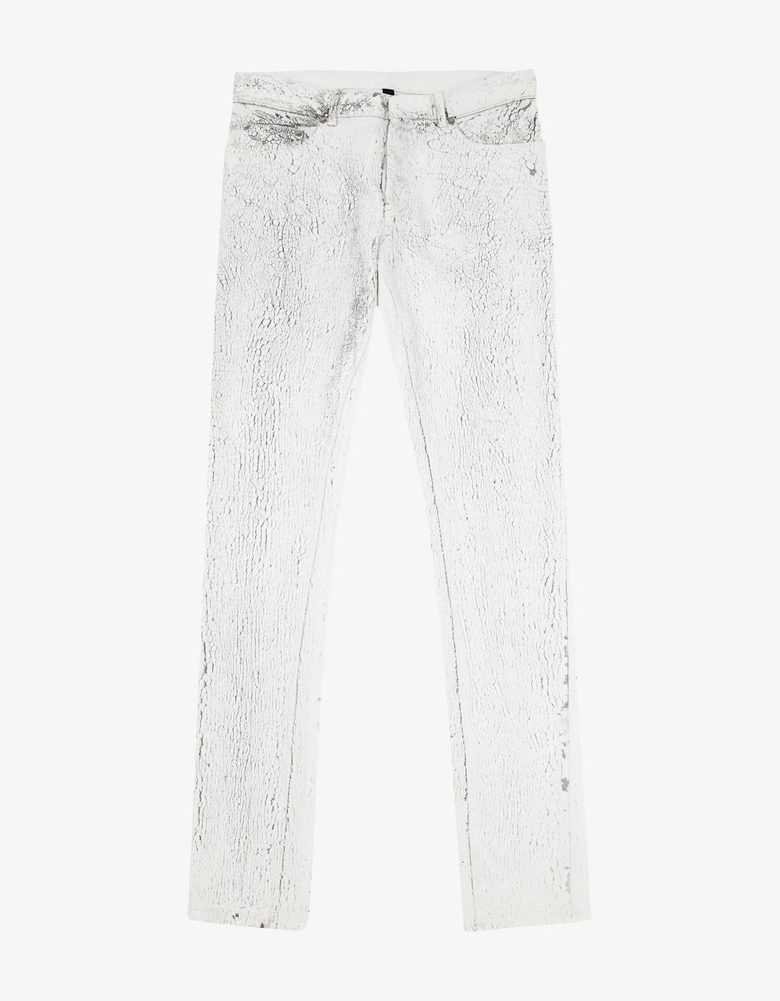 Balenciaga White Distressed Print Jeans - 1