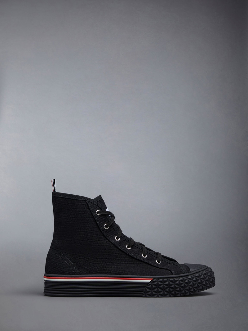 Canvas Tartan Tread Sole Collegiate High Top Trainer 1