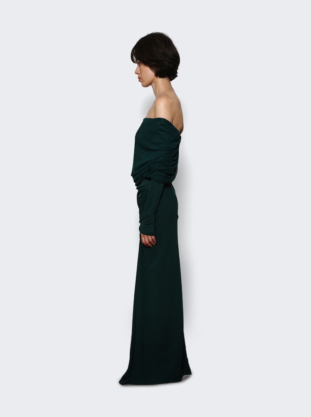 Sonora Veiled Ruched Dress Evergreen - 4