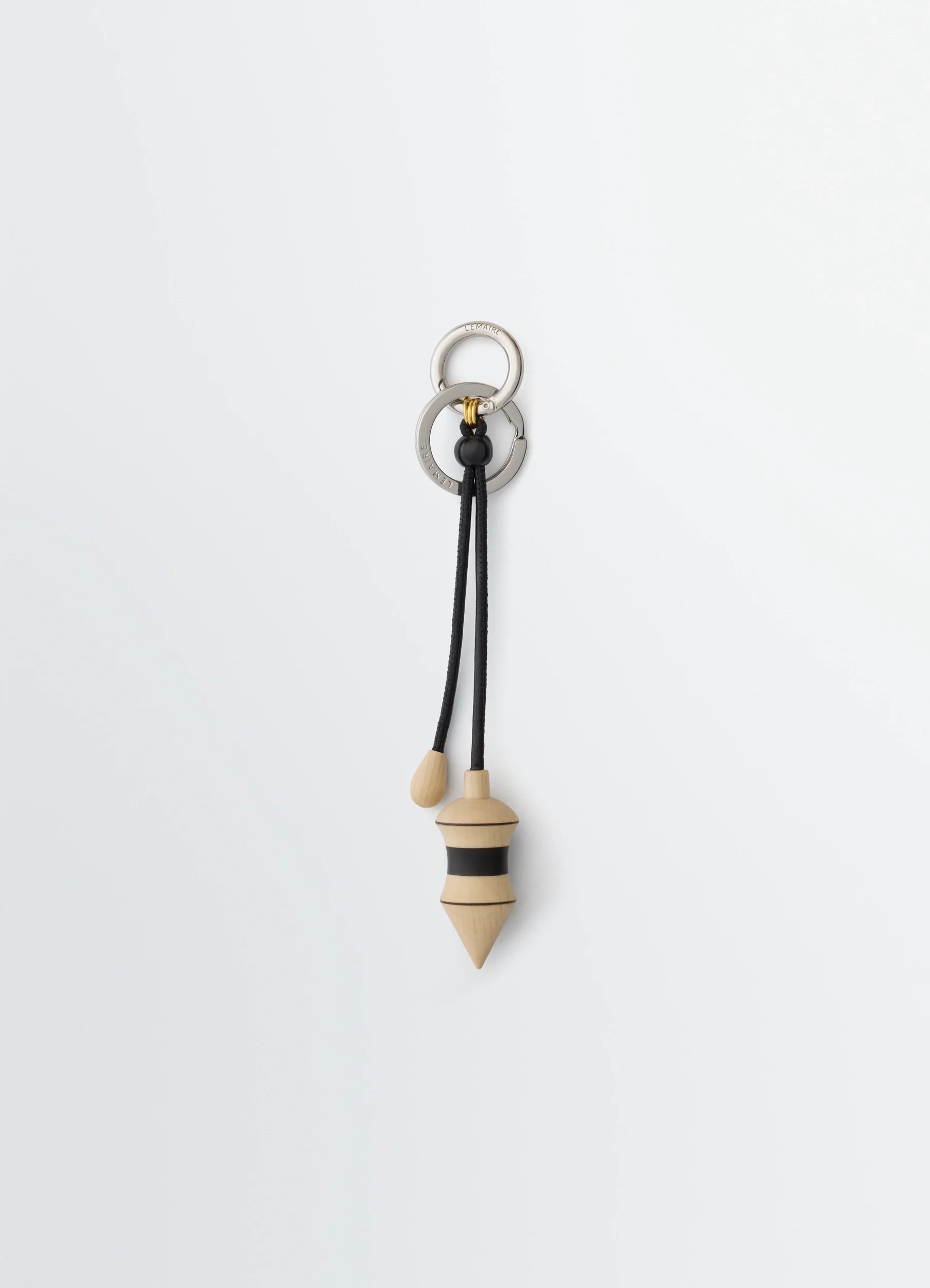 BLACK STRIPES PENDULUM BAG CHARM IN WOOD WITH CORD - 1