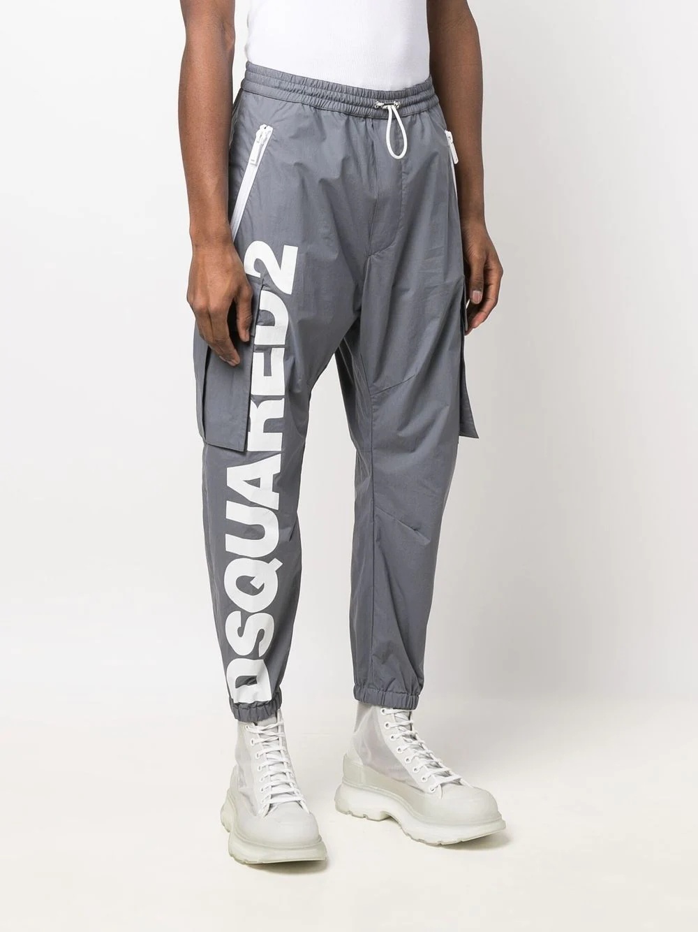 logo-print tapered track pants - 3