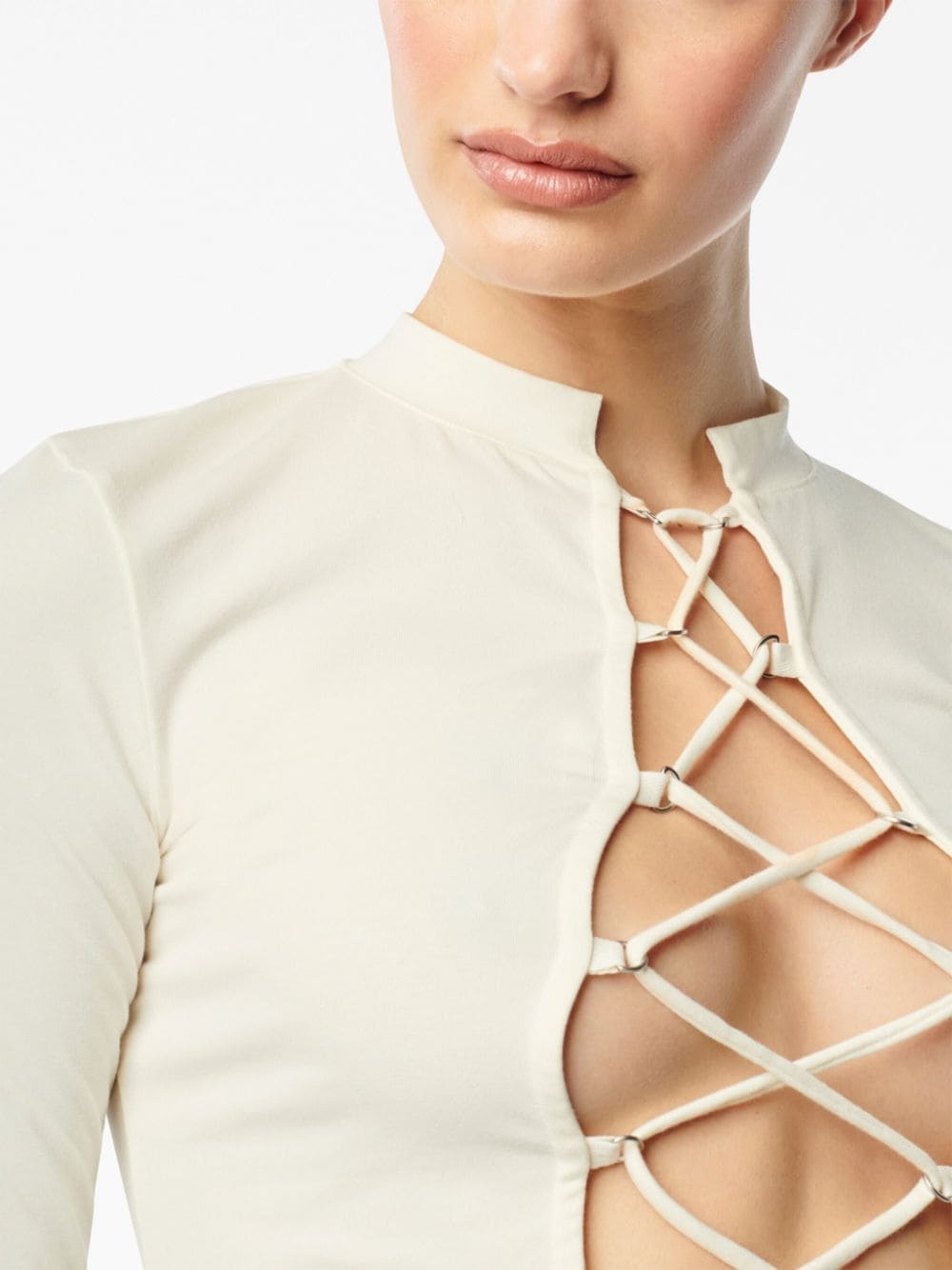 lace-up crop top - 5