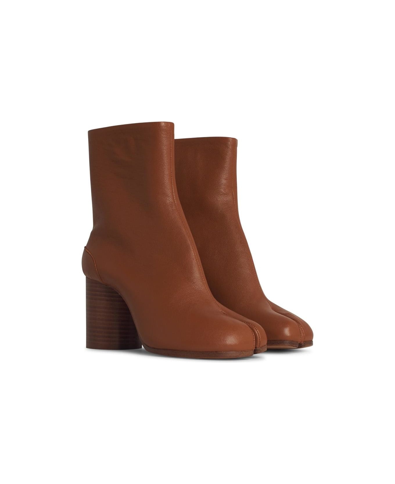 'tabi' Brown Leather Ankle Boots - 2