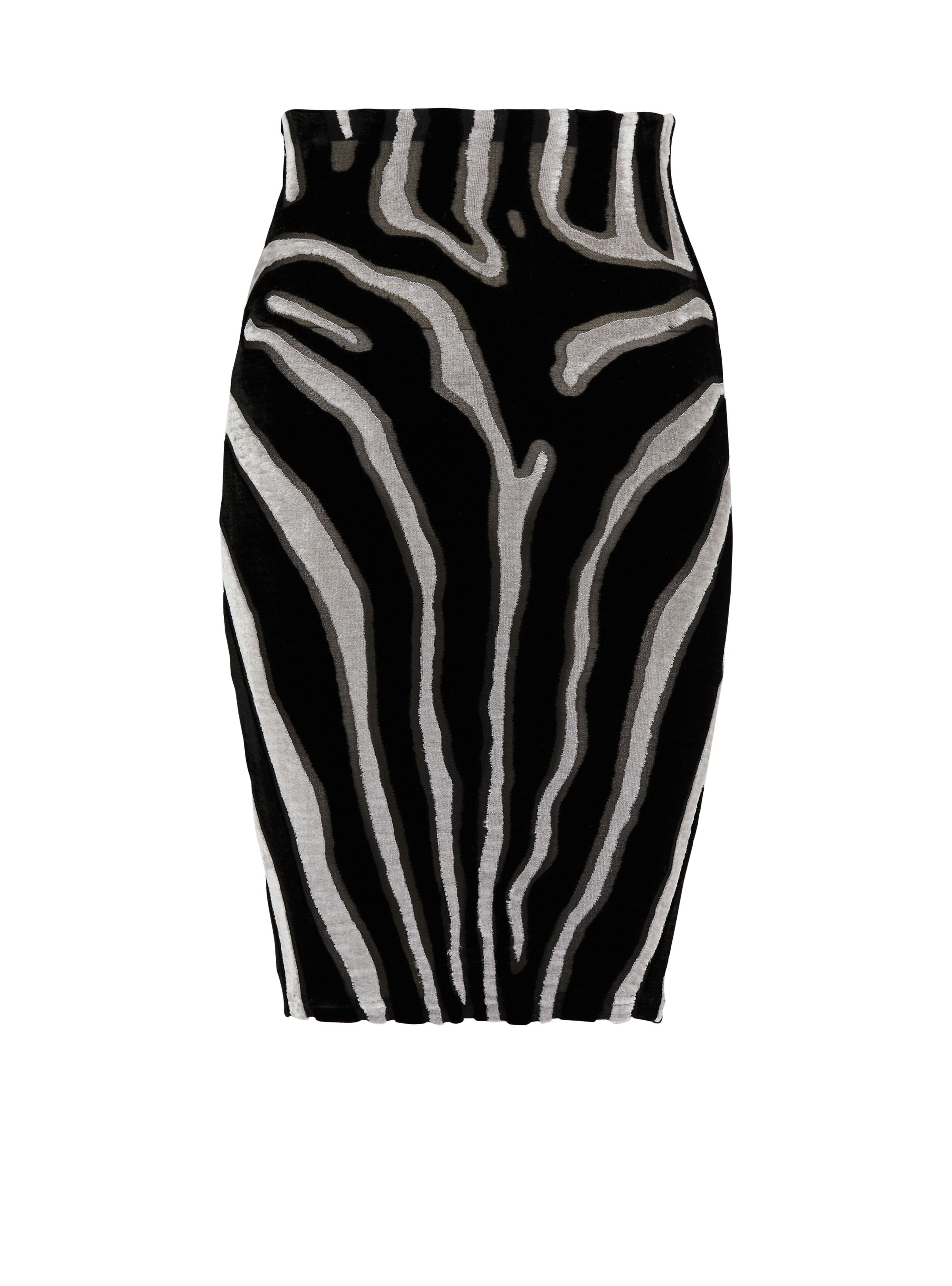 Zebra-print velvet pencil skirt - 1
