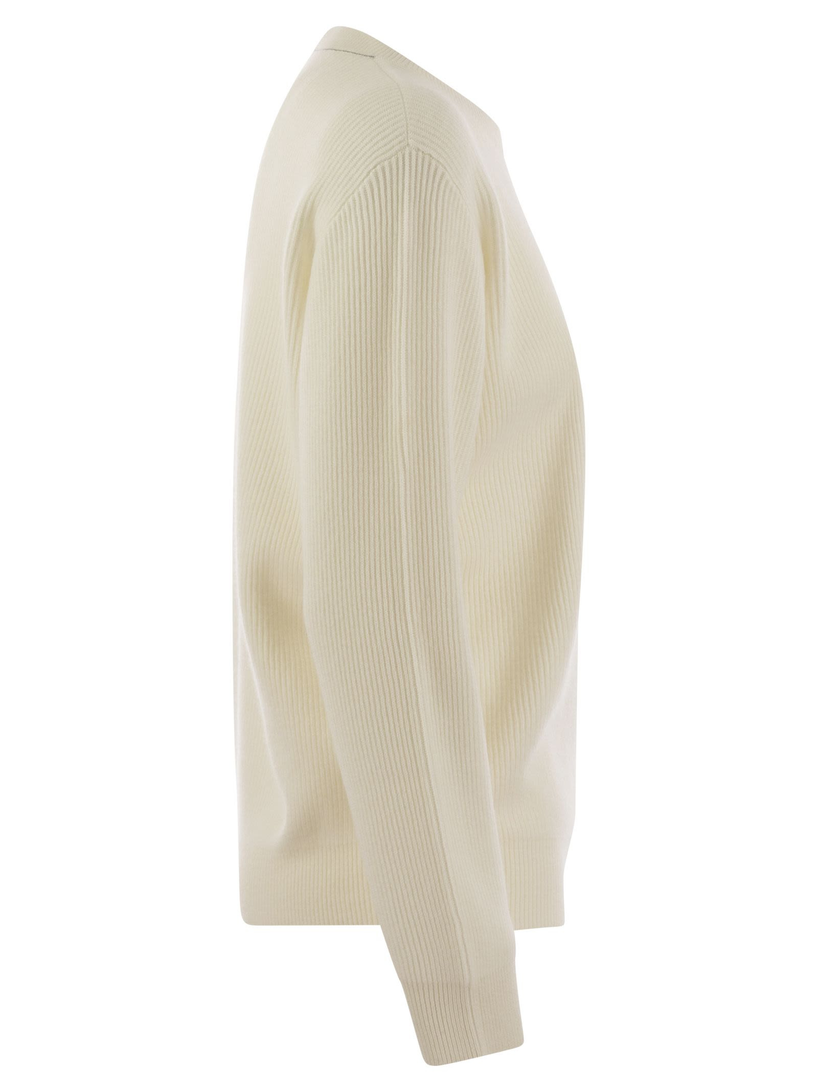 Brunello Cucinelli Women English Rib Cashmere Sweater With Monile - 3