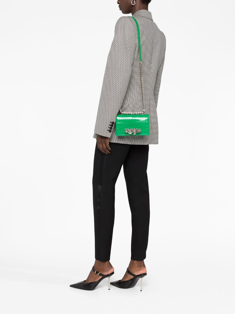 Alexander McQueen Jewelled crocodile-embossed shoulder bag outlook