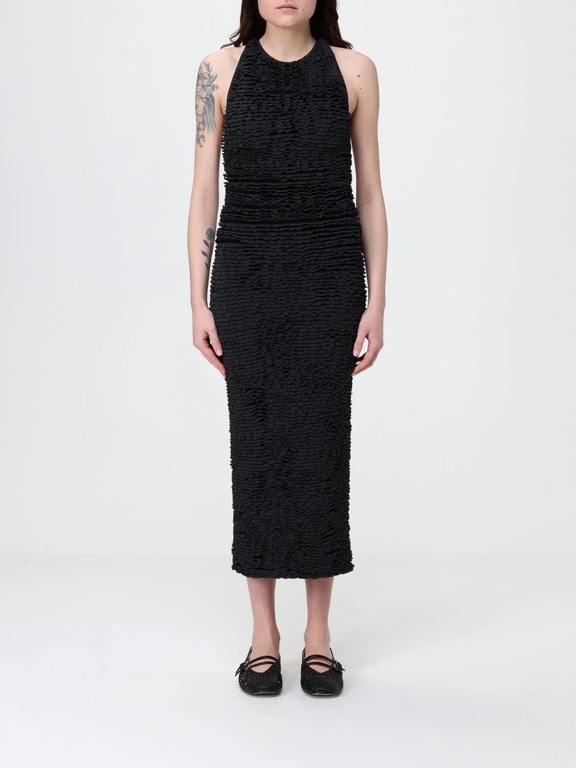 Max Mara Women Max Mara Viscose Midi Dress With Ruffles - 1