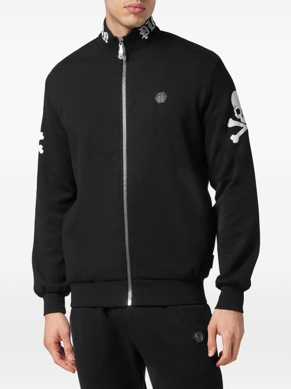 embroidered zip-up hoodie - 3