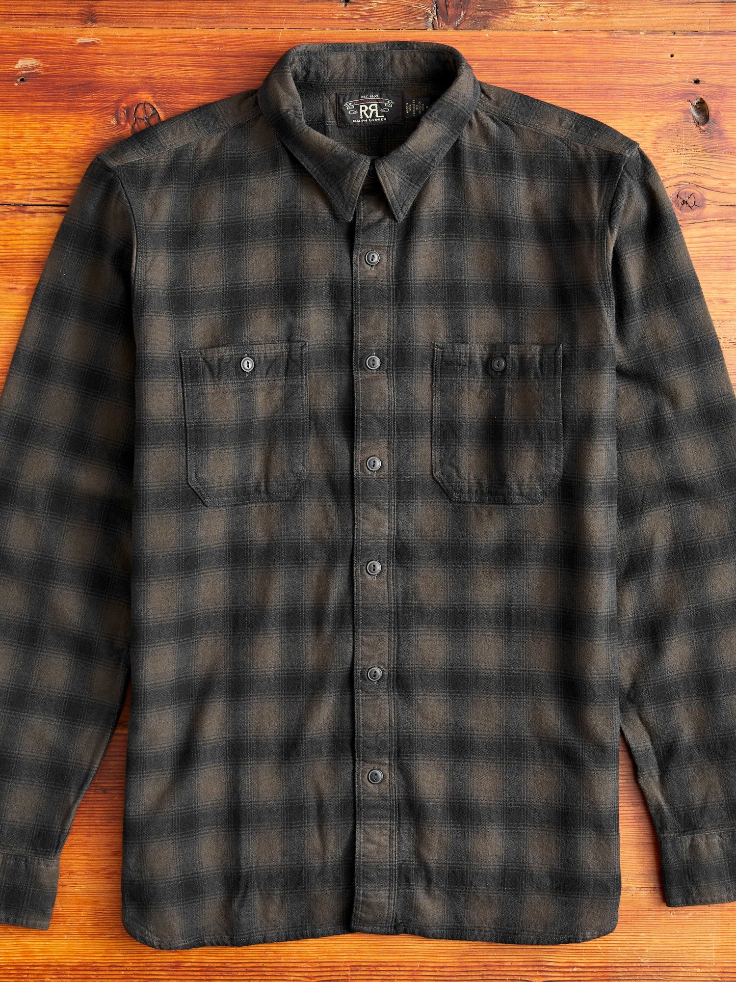 Cameron Canvas Workshirt in Black/Grey - 1