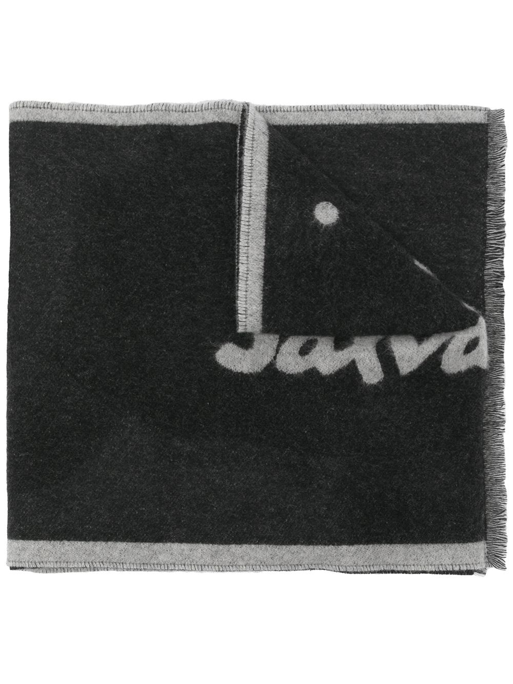 logo-intarsia wool scarf - 1