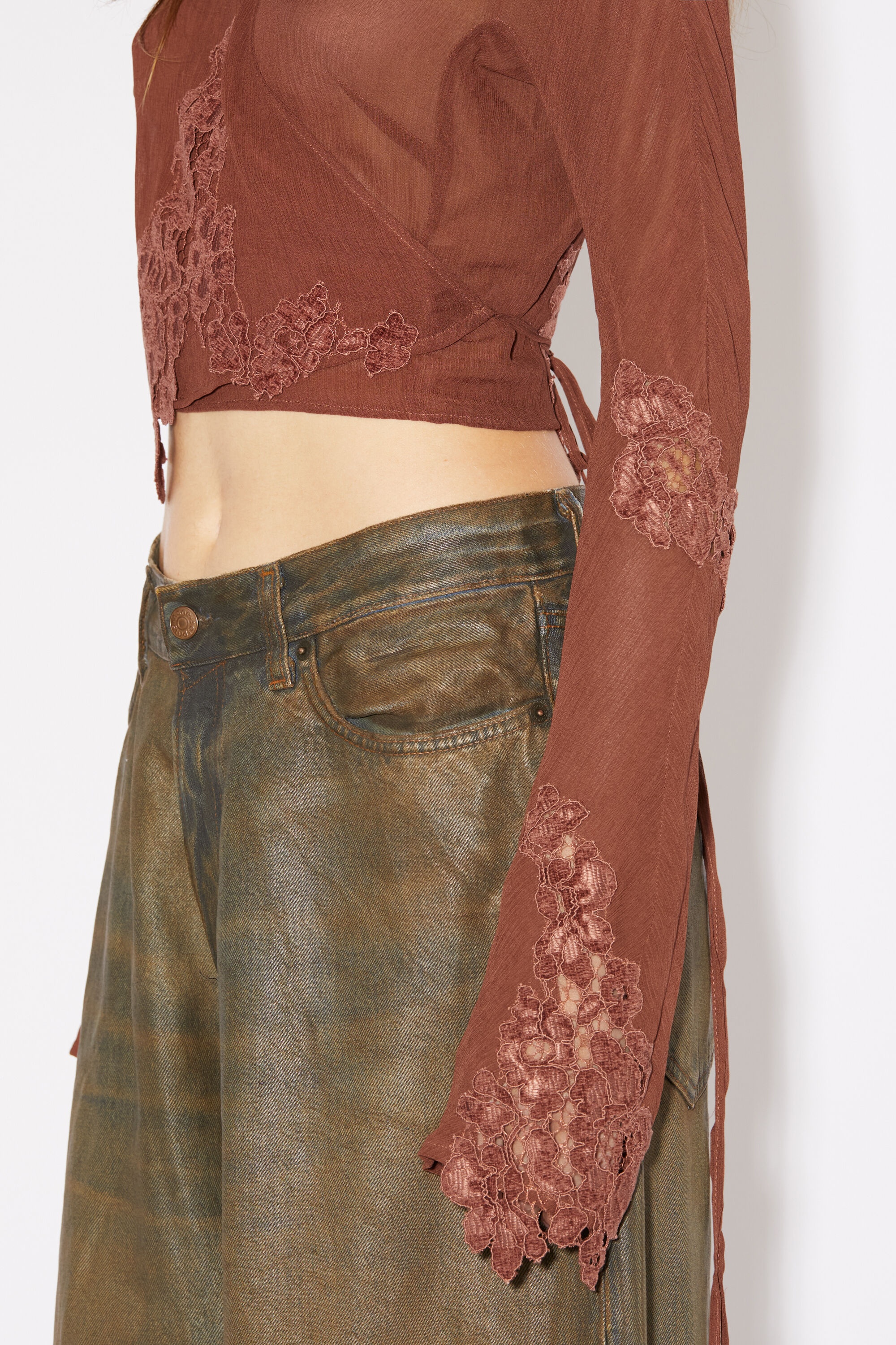 Wrap lace top - Rust brown - 4
