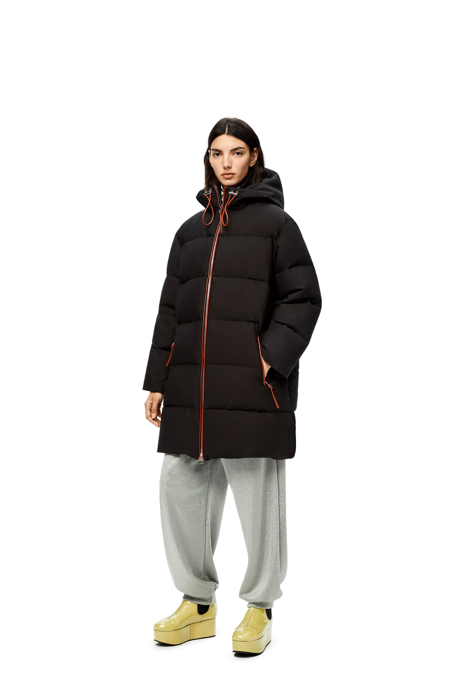 Long hooded puffer in cotton - 3