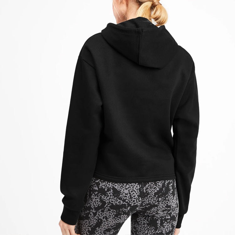 (WMNS) PUMA Elevated Essentials Cropped Fleece Hoodie 'Black' 580153-01 - 5