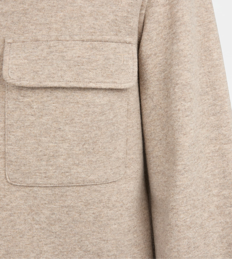 SHIRT JACKET IN CASHMERE BLEND JERSEY - BEIGE 8