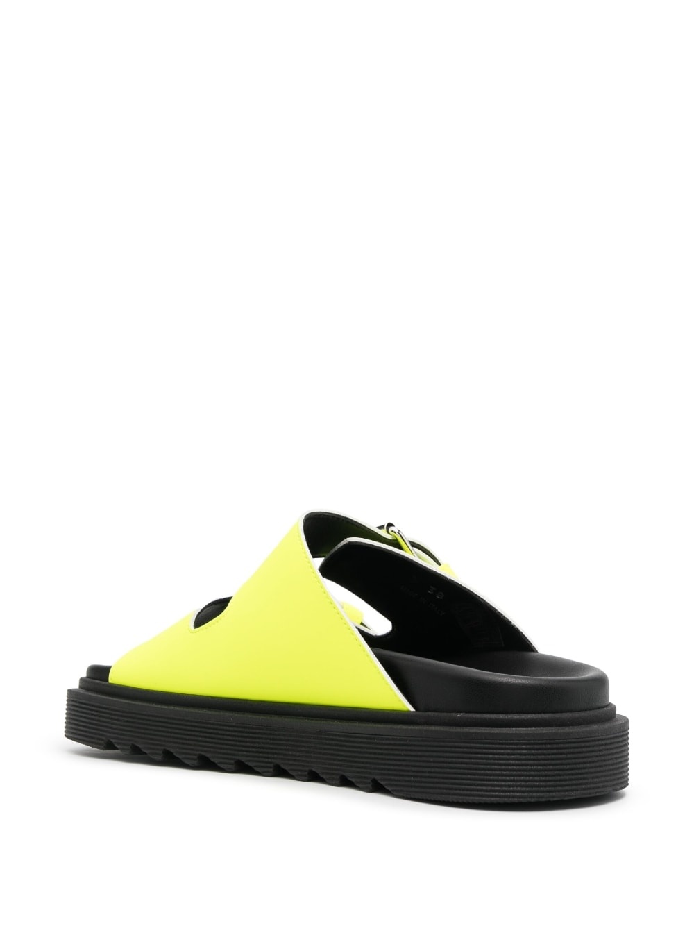 buckle-strap leather slides - 3