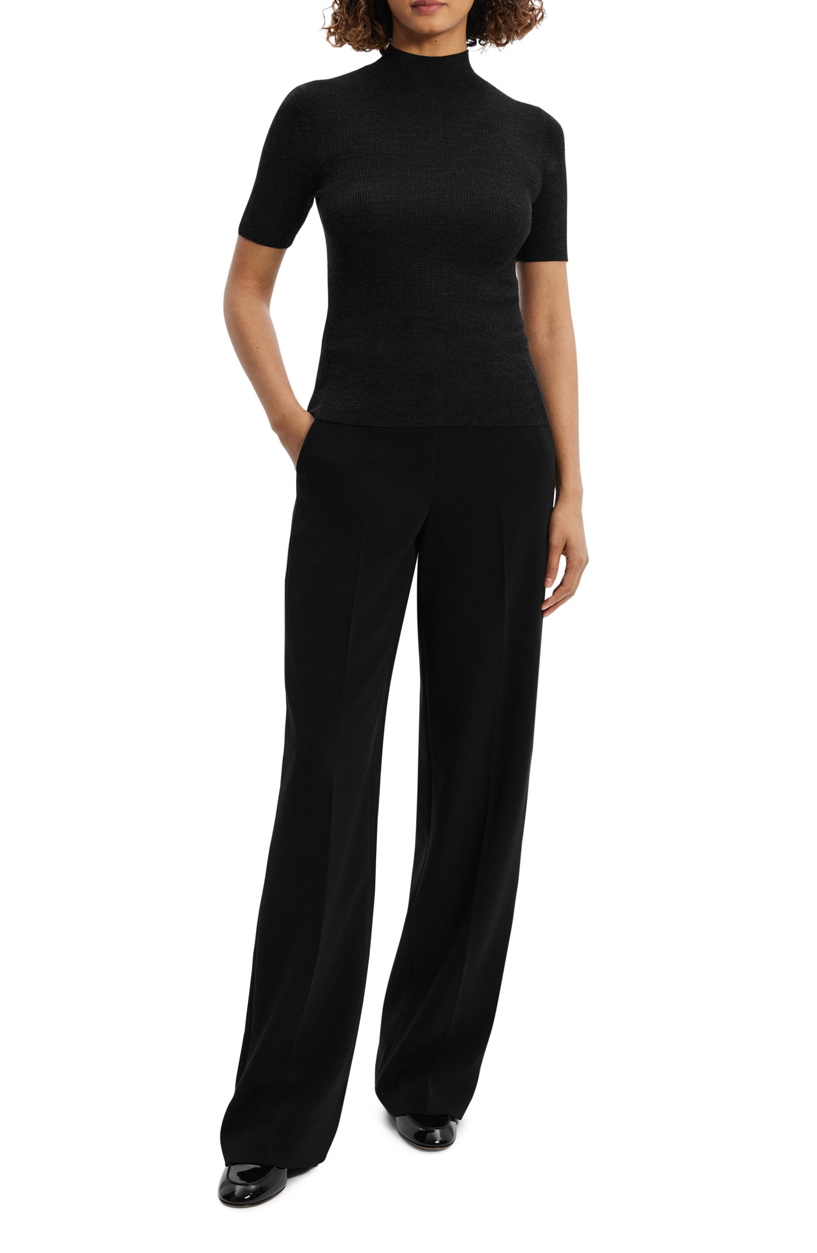 Theory Leenda Merino Wool Mock Neck Sweater in Black at Nordstrom - 7