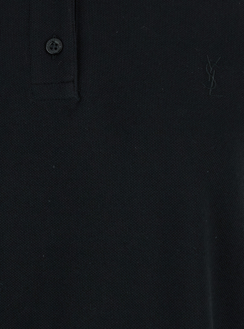 Saint Laurent Women Black Sleeveless Polo Shirt With Classic Collar And Cassandre Embroidery On The  - 3