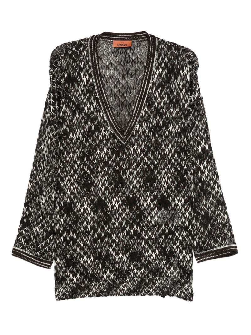 geometric-pattern V-neck sweater 1
