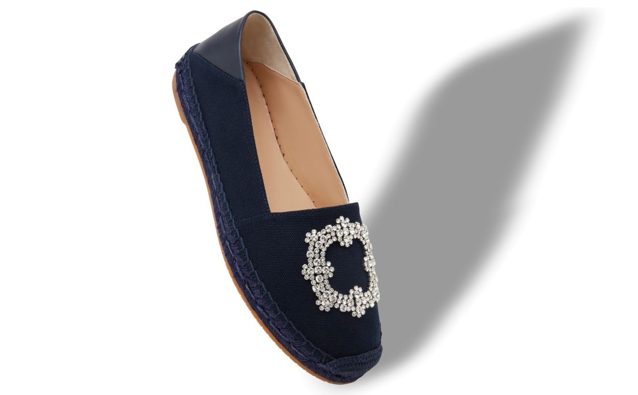 Navy Blue Cotton Espadrilles - 2