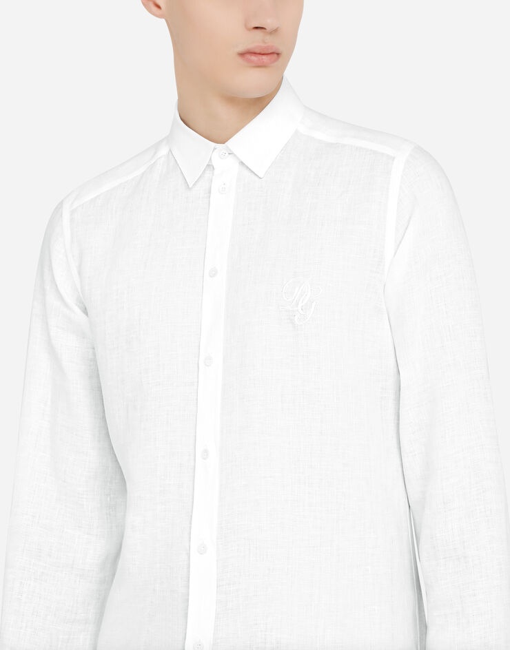 Linen Martini-fit shirt with DG embroidery - 4