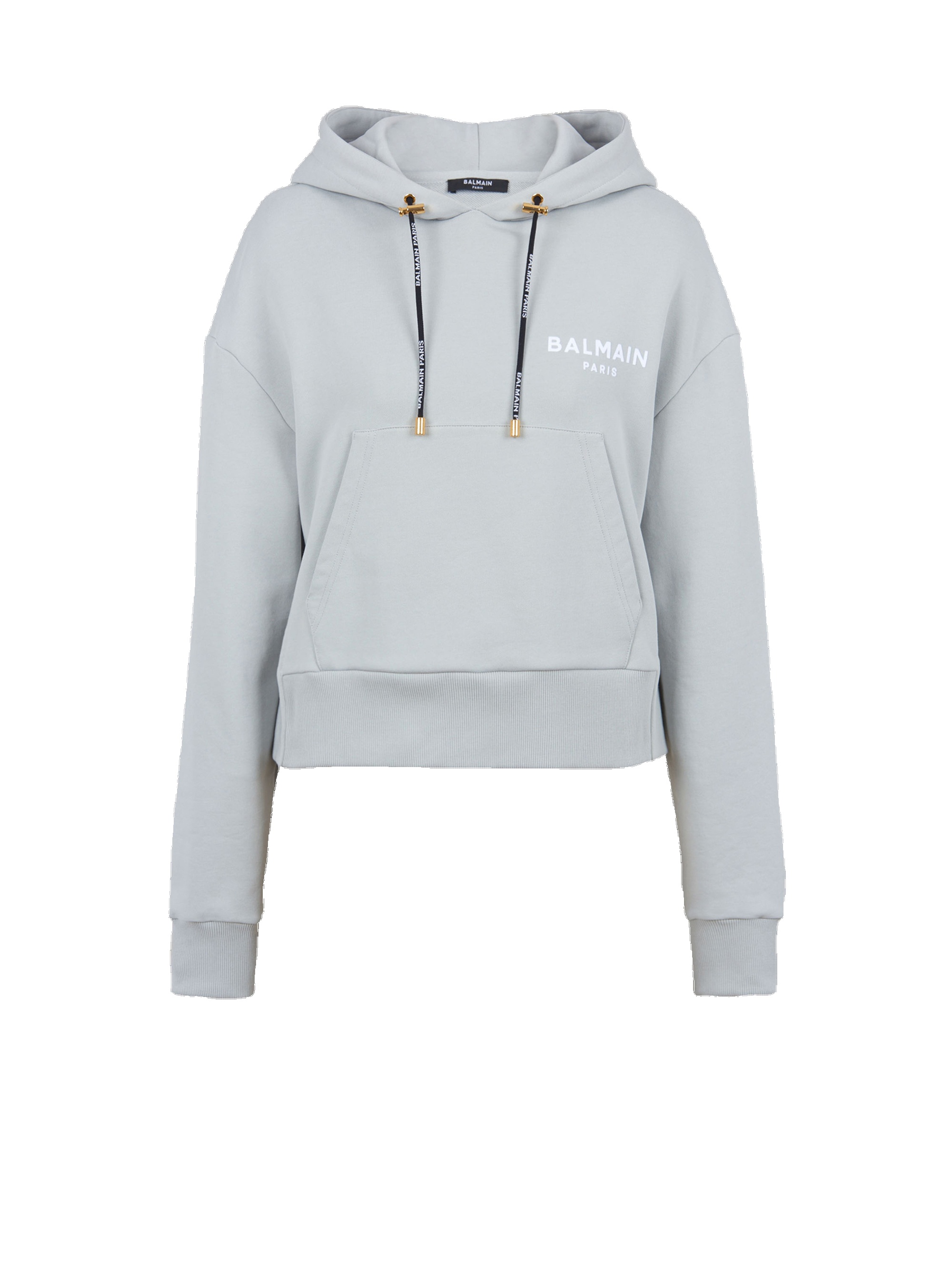 Eco-designed cotton sweatshirt with flocked Balmain logo - 1