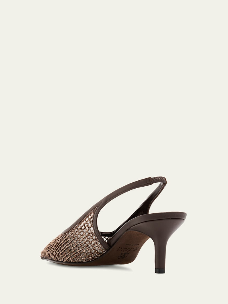 Brunello Cucinelli 55mm Monili Suede-Trimmed Slingback Pumps outlook