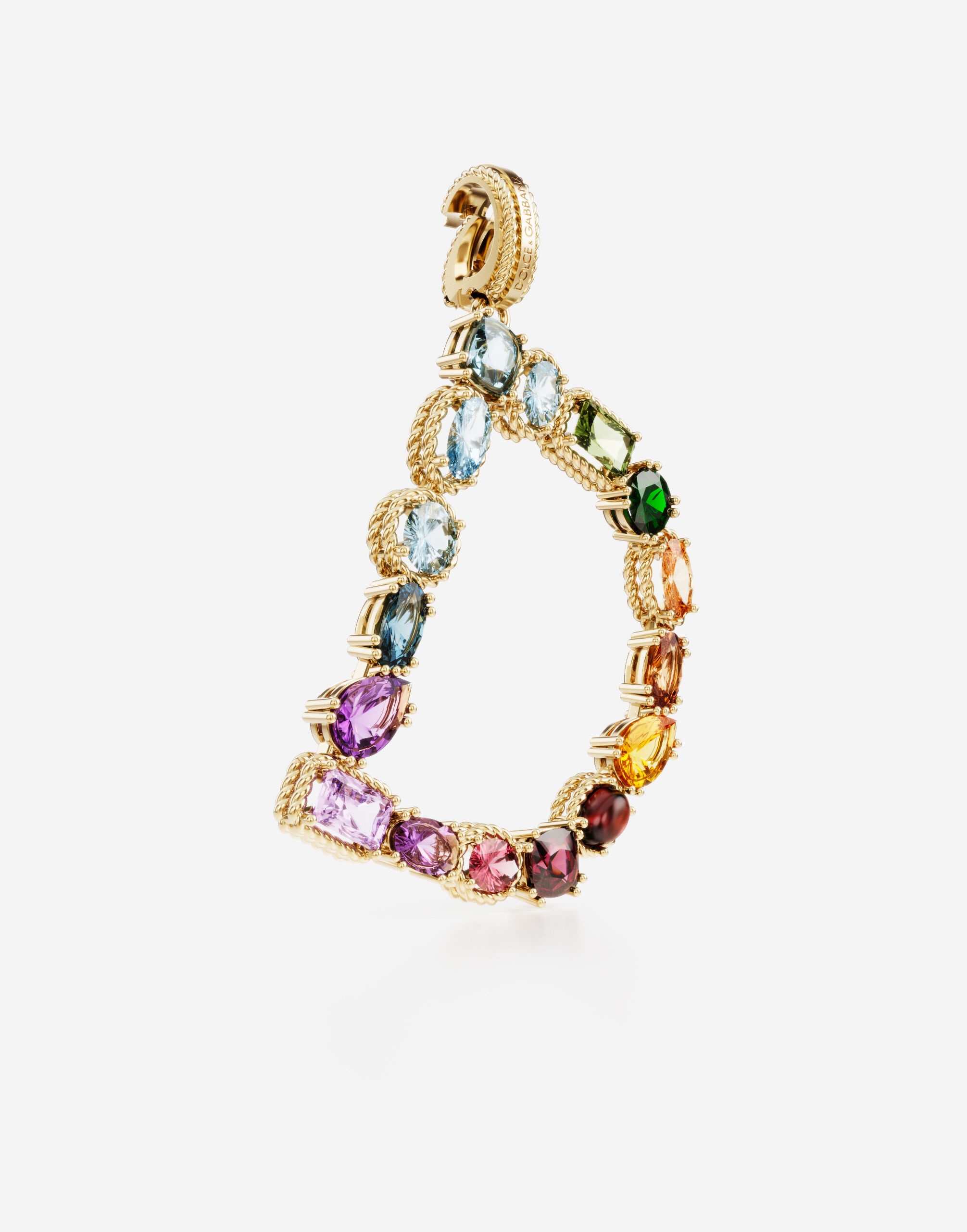 Charm D Lettering 18-carat yellow gold and multicolored gems - 2
