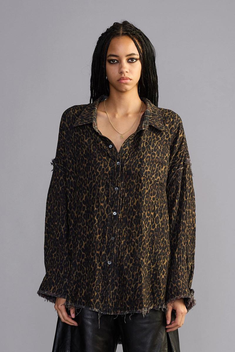 Reversible Shredded Seam Drop Neck Shirt 5