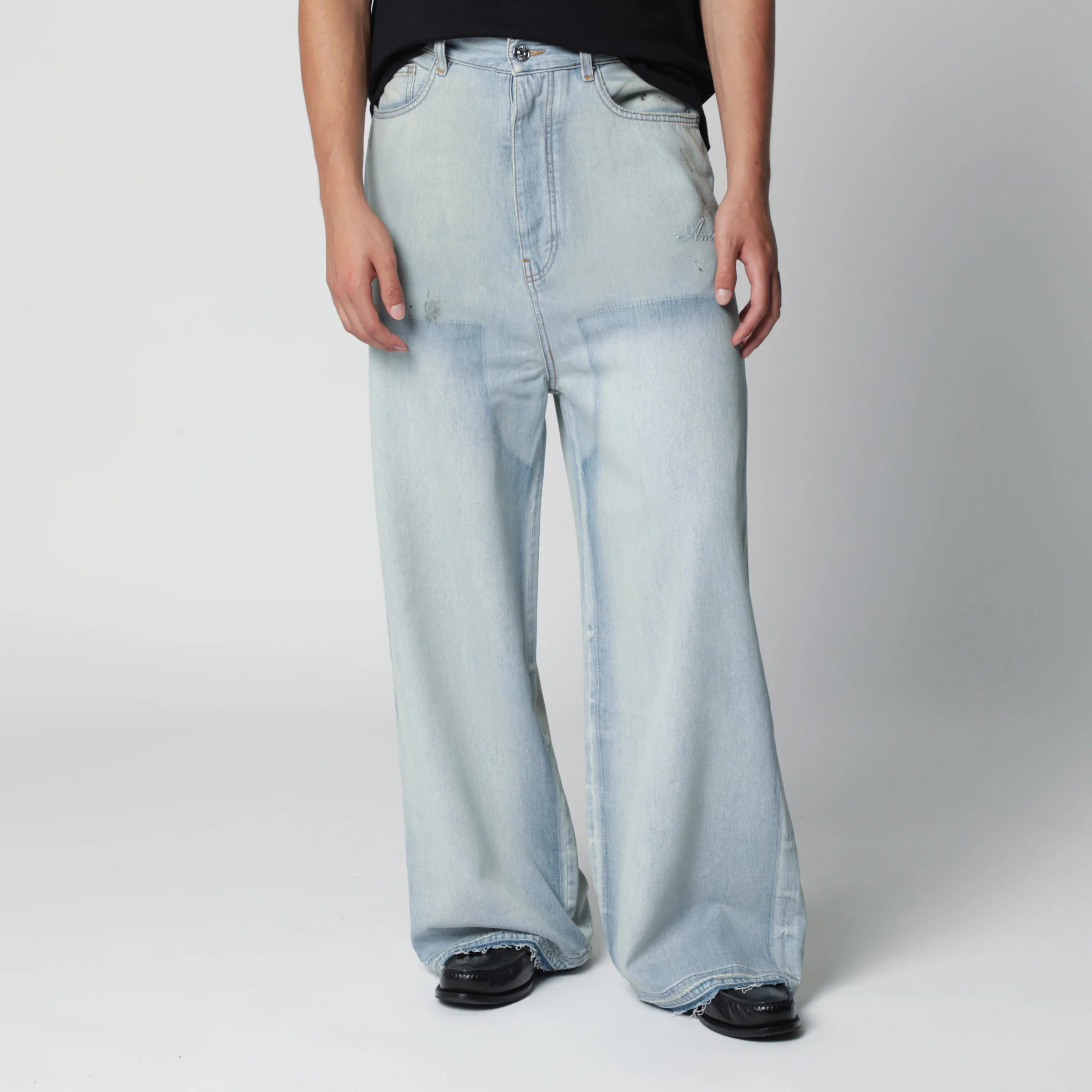 Light blue washed wide-leg jeans - 1