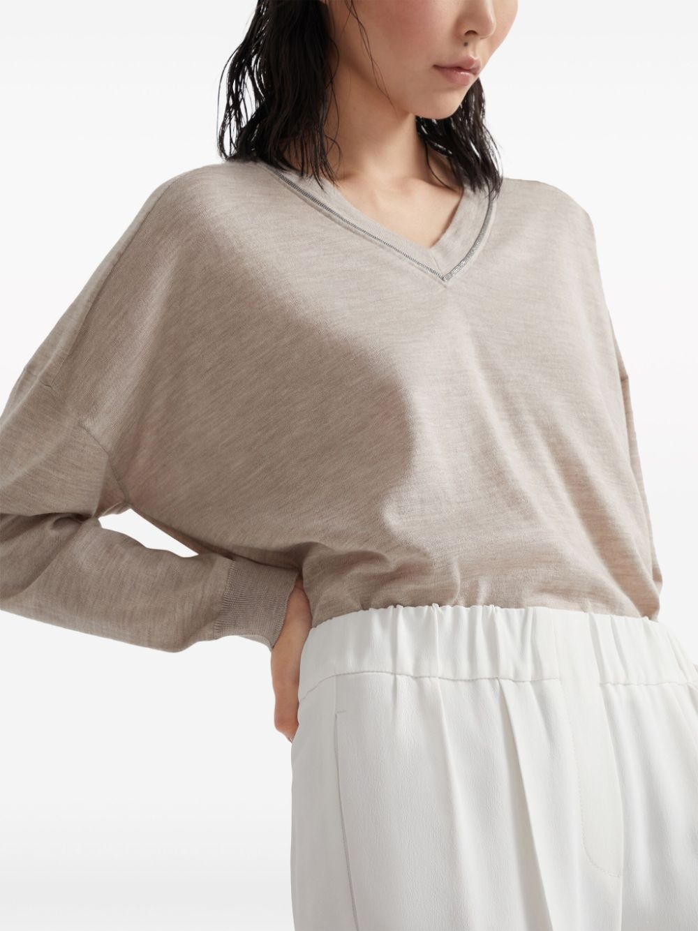 silk-blend cropped trousers - 5