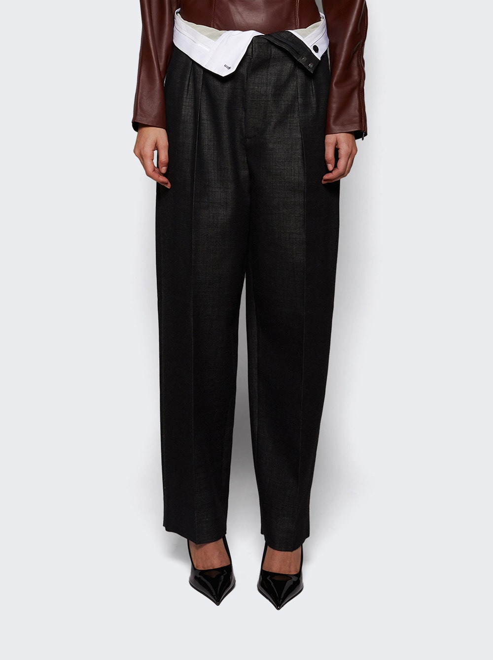 Double Waistband Detail Trouser Black And Ivory - 2