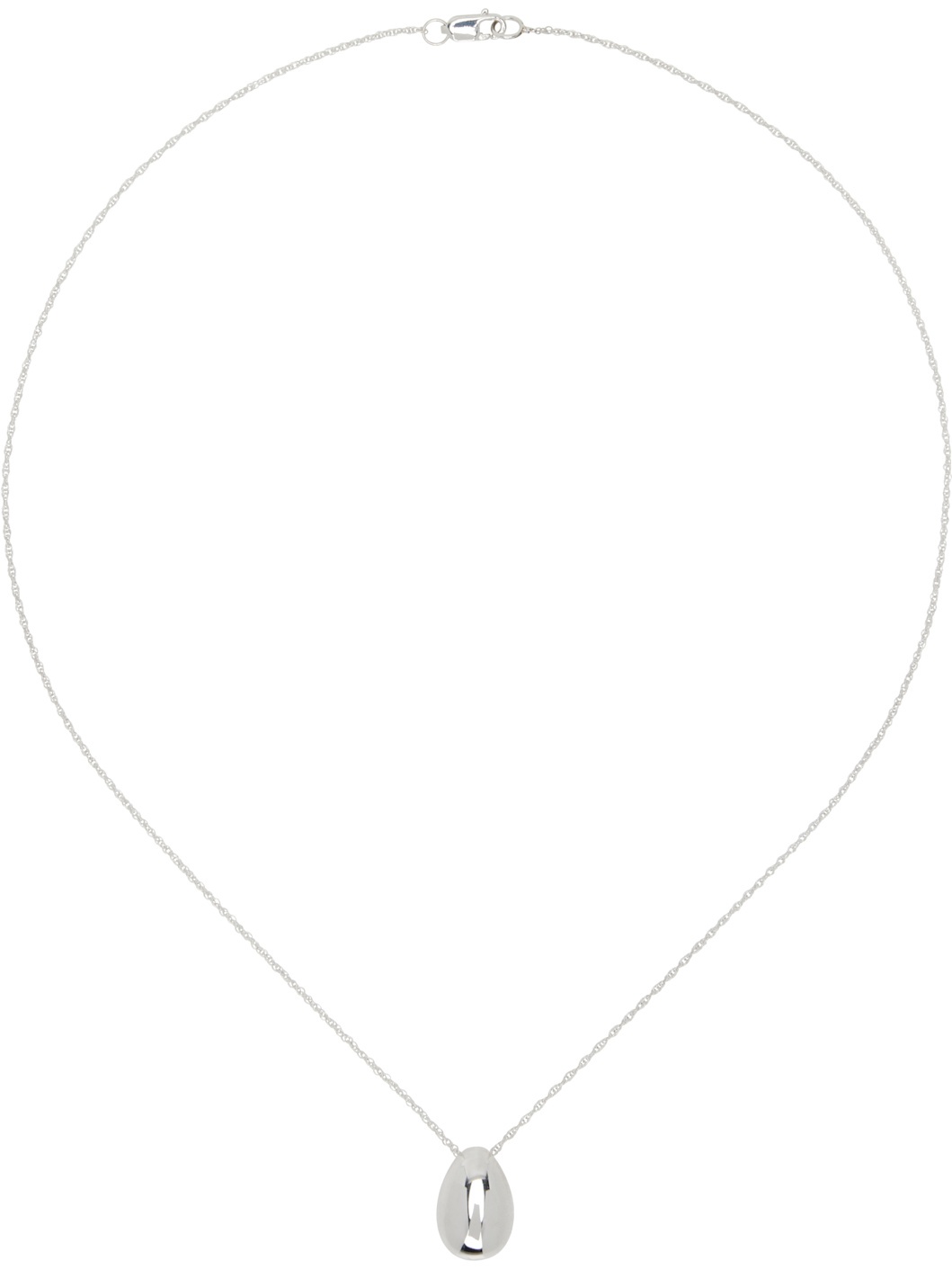 Silver Tiny Egg Pendant Necklace - 1