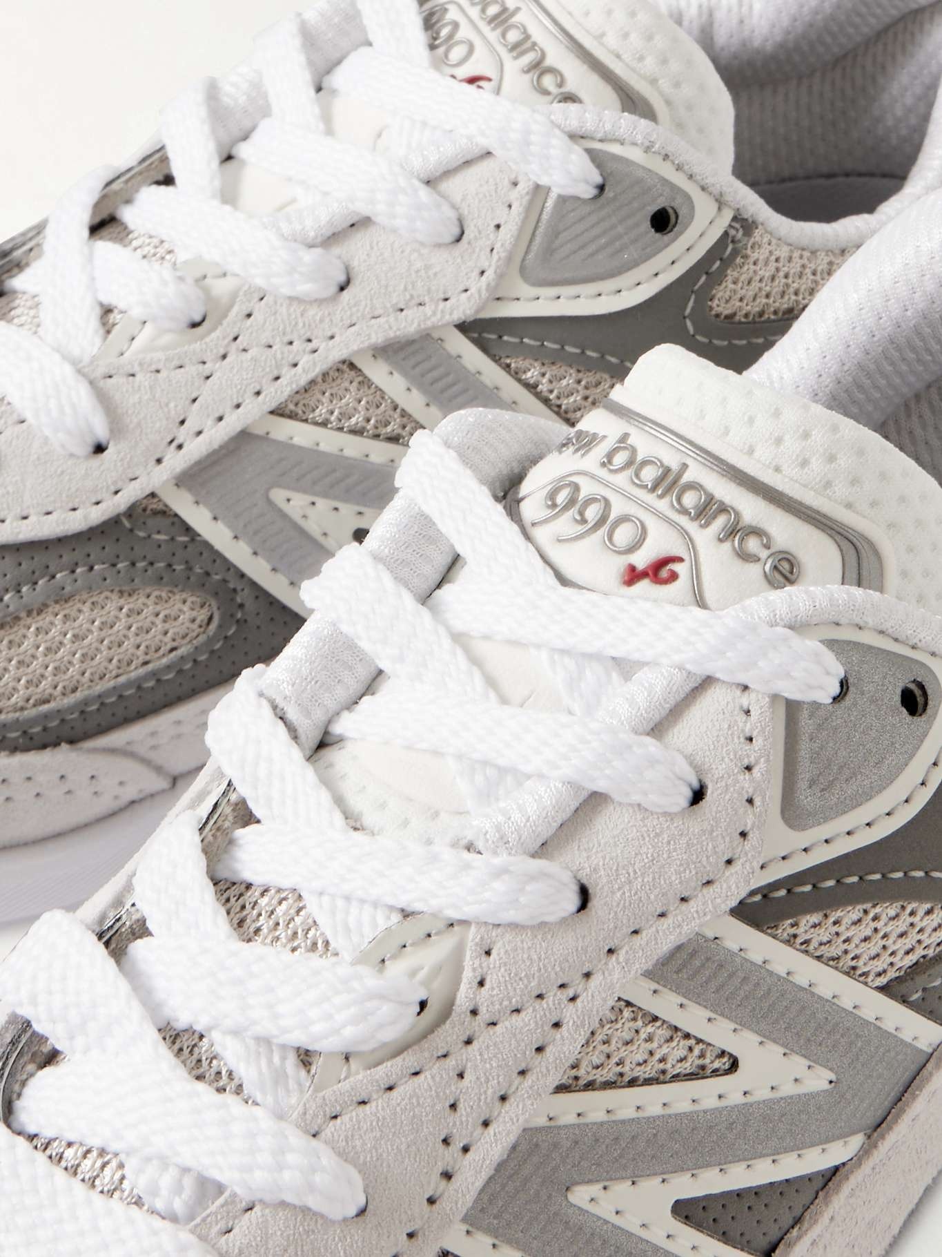 990v6 leather-trimmed suede and mesh sneakers - 4