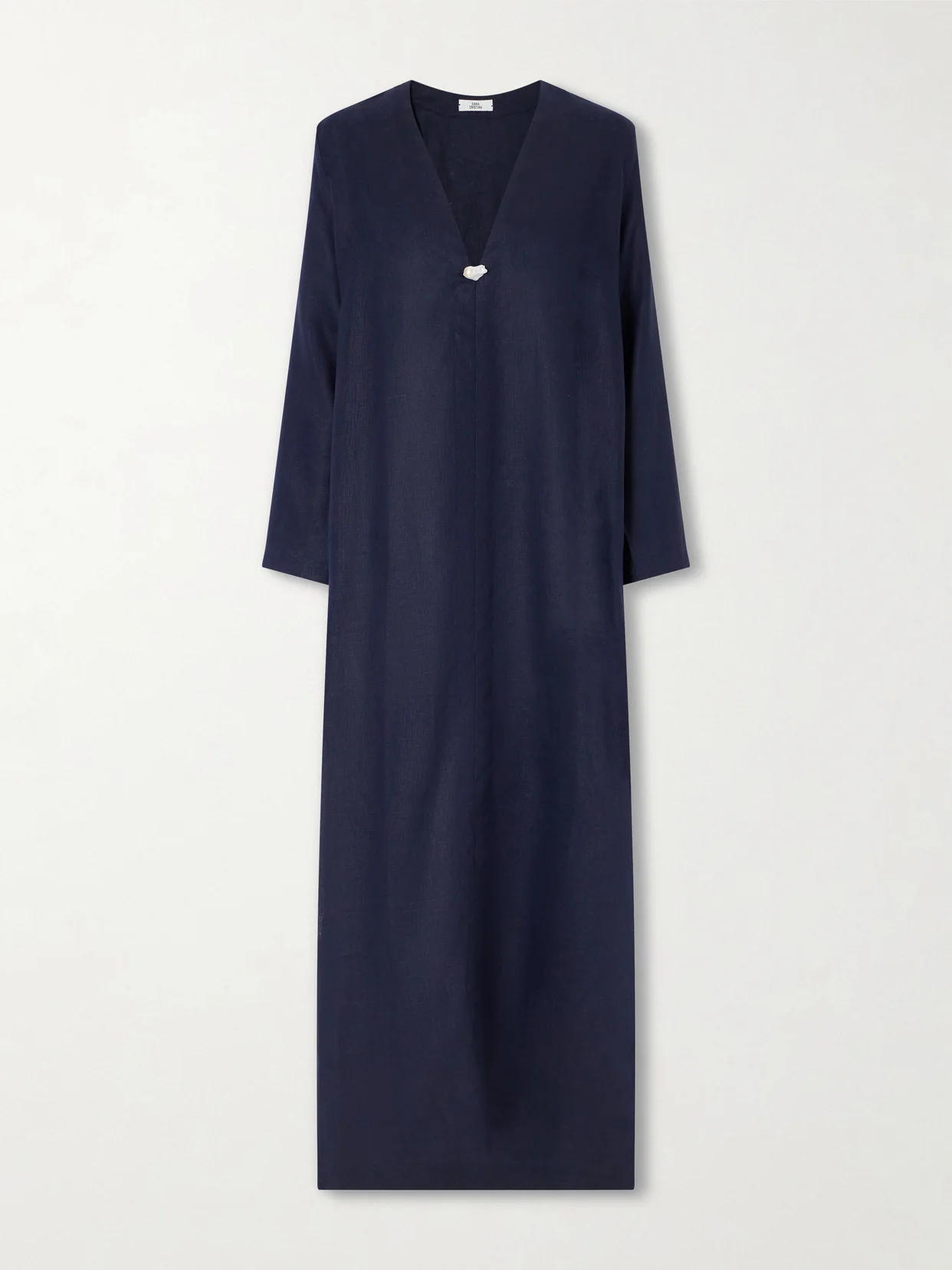 Pearl-embellished Linen Kaftan - 1