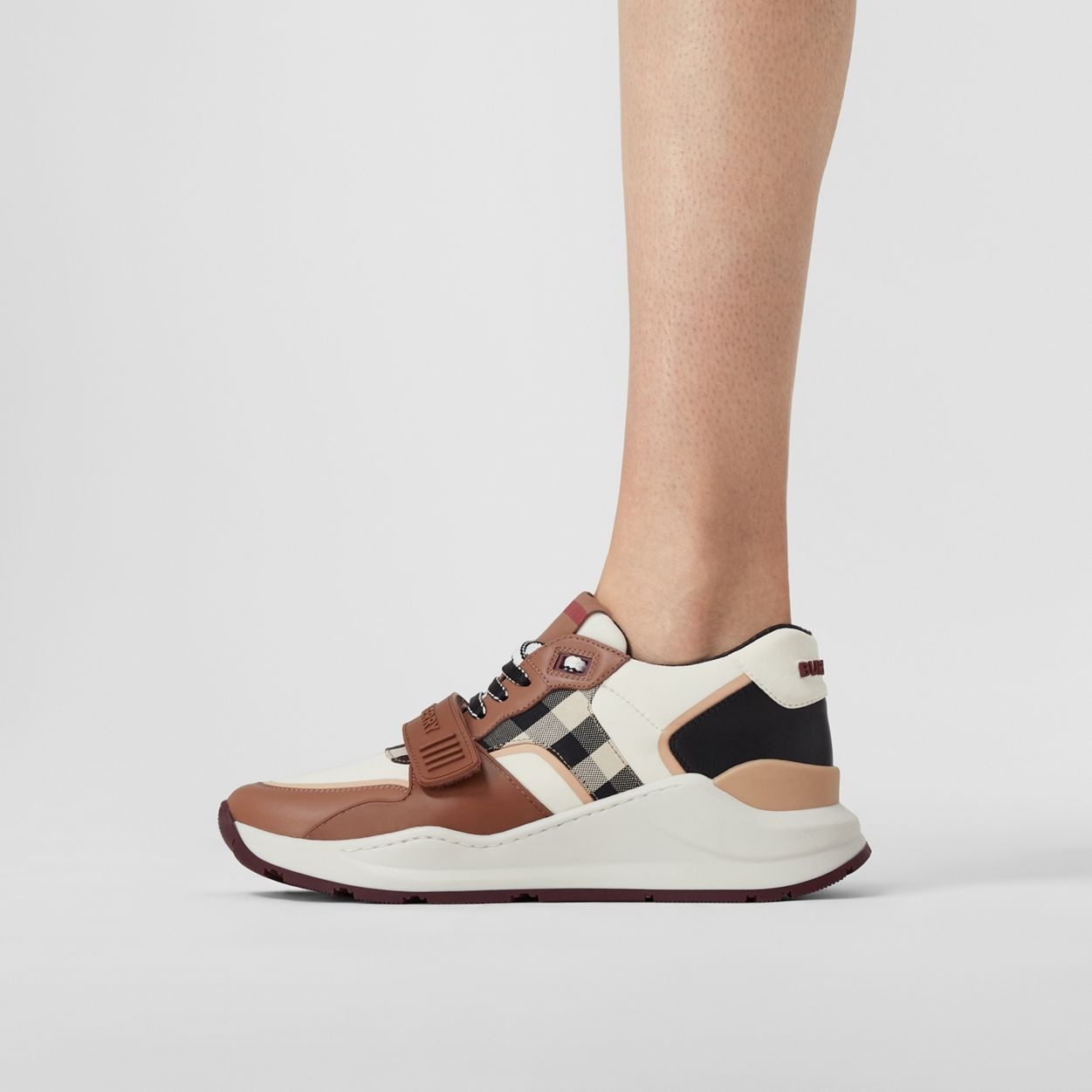 Check Cotton, Nylon and Leather Sneakers - 7