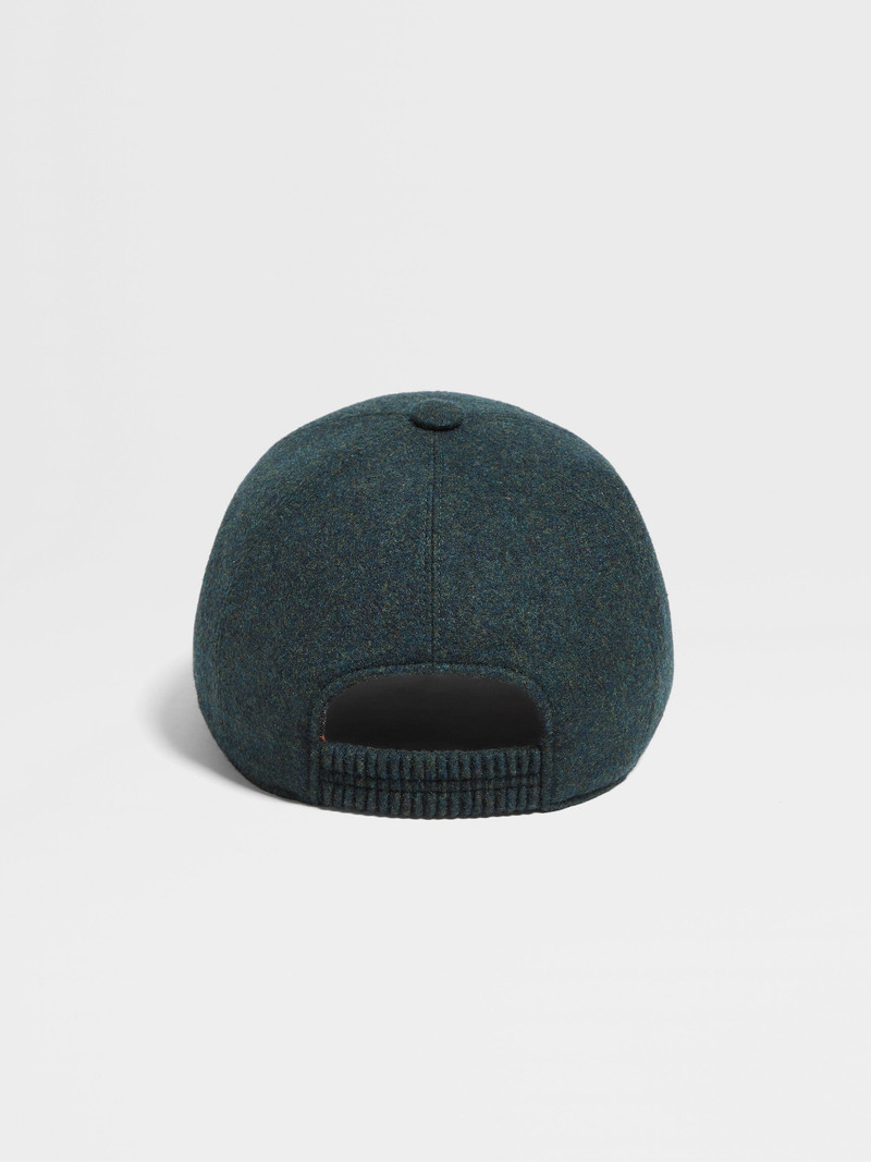 DARK GREEN MÉLANGE OASI CASHMERE BASEBALL CAP 3