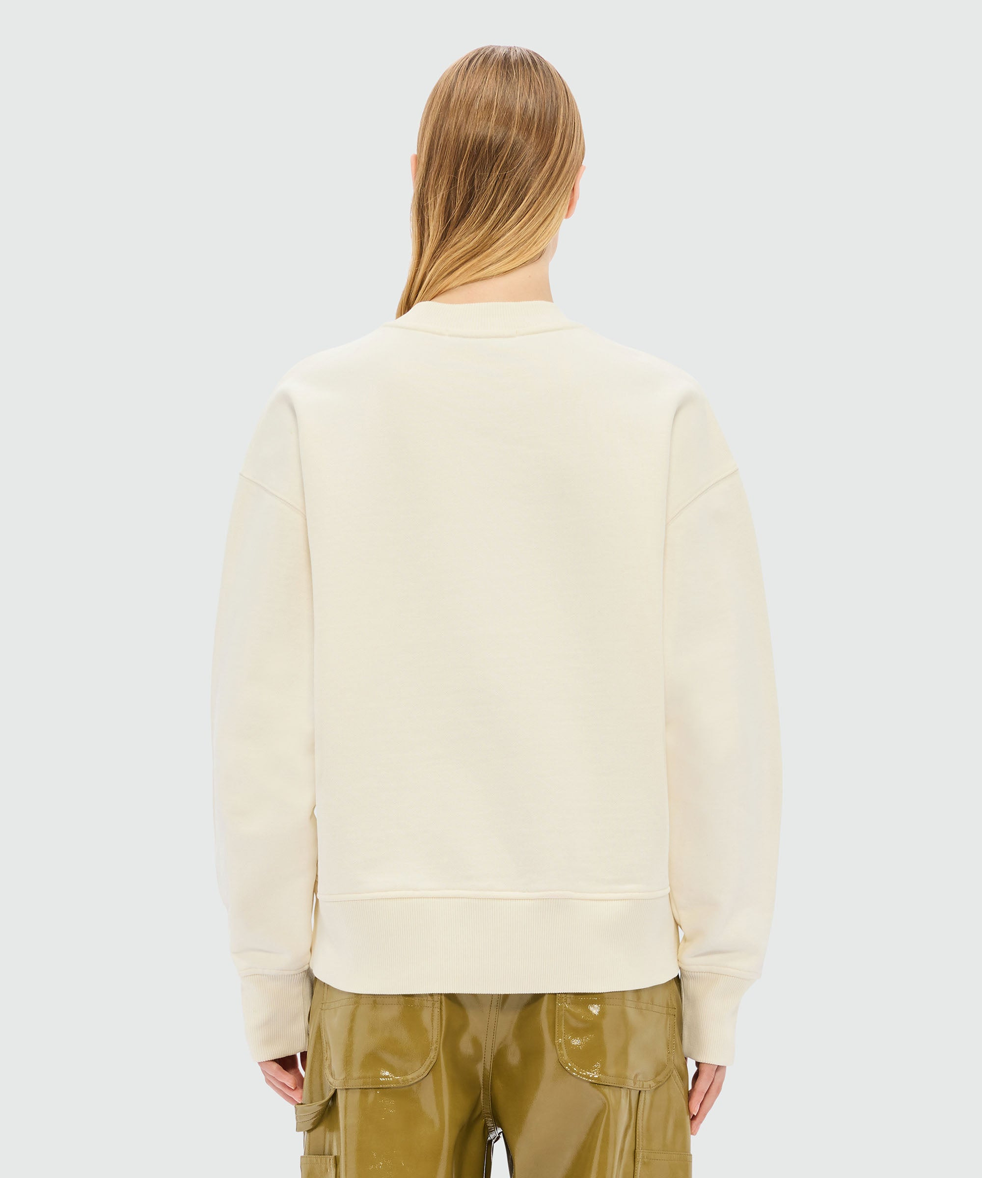 Ivory jersey sweatshirt with "Cute Kitty" graphic and cursive MSGM logo - 3