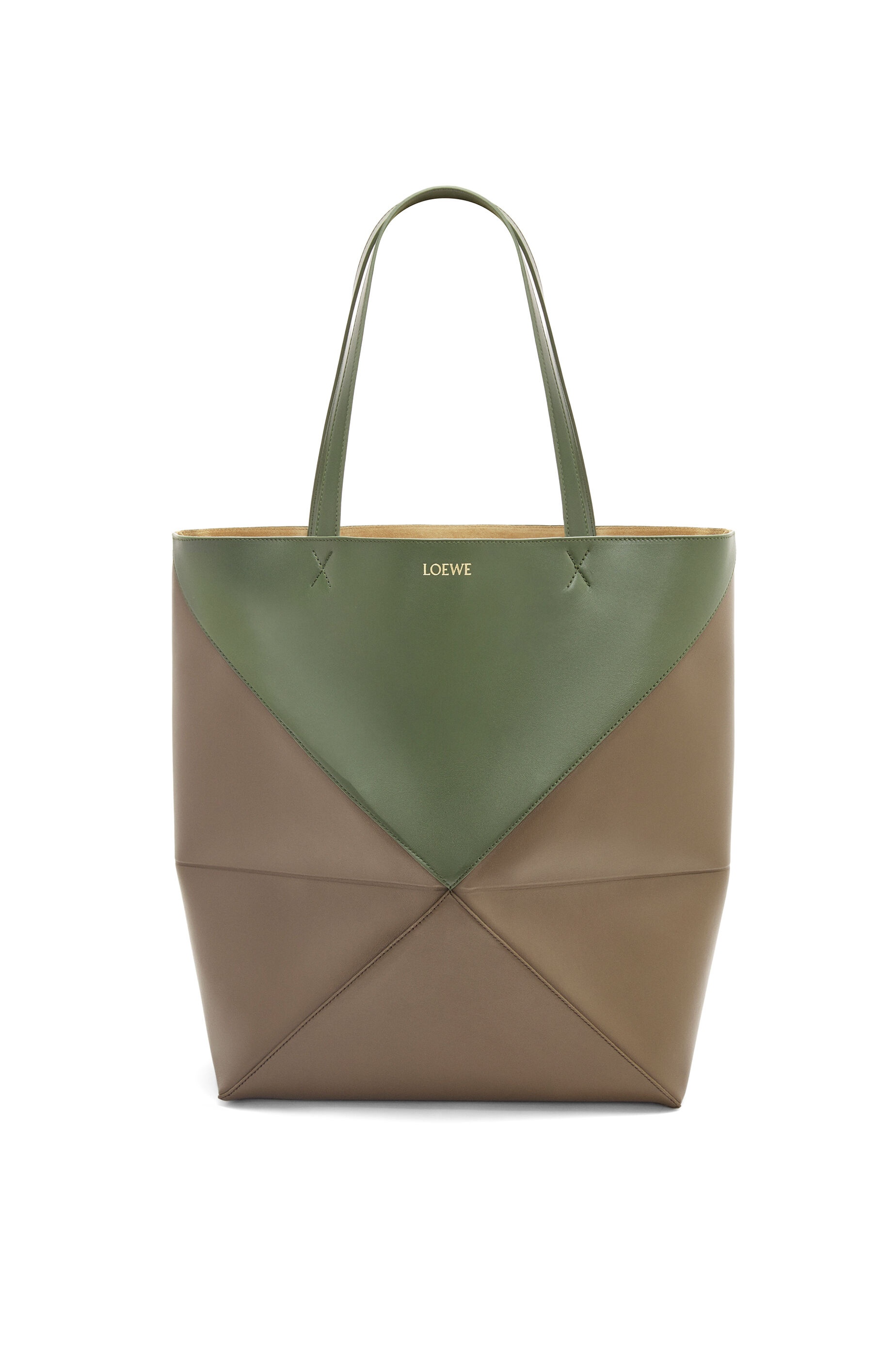 Large Puzzle Fold Tote in shiny calfskin - 1