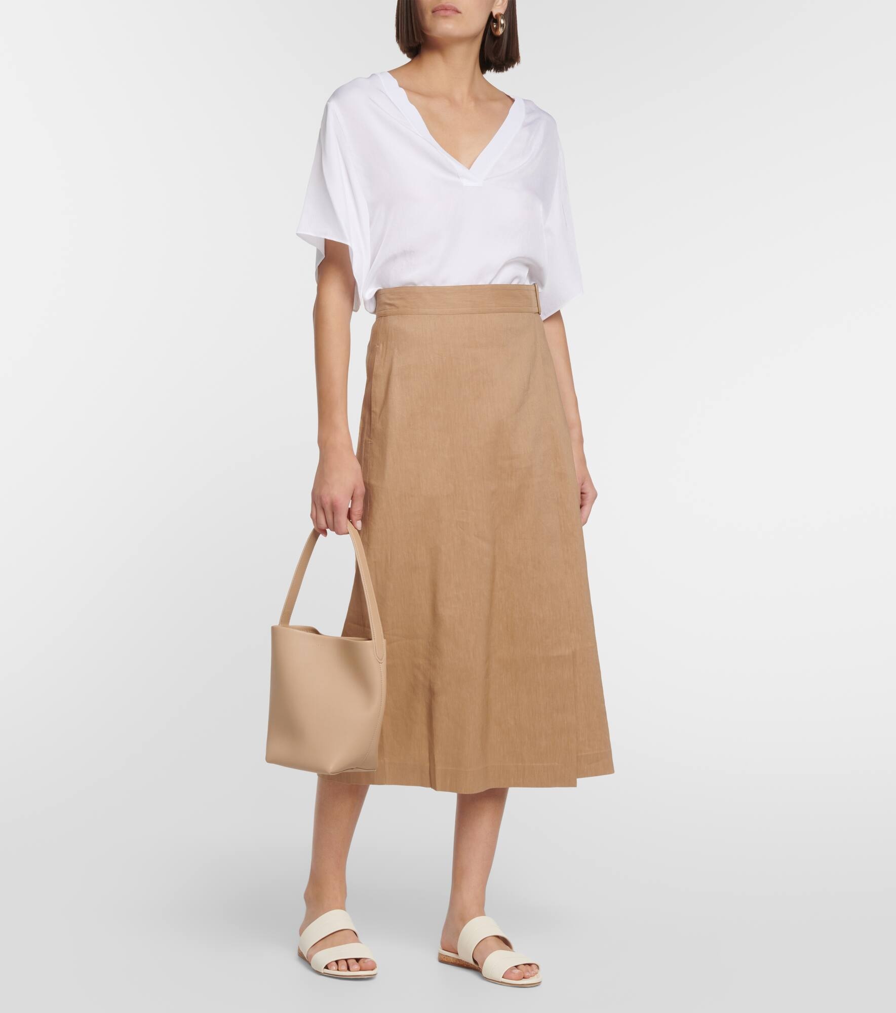 Vince Buckle Linen-blend Wrap Skirt 