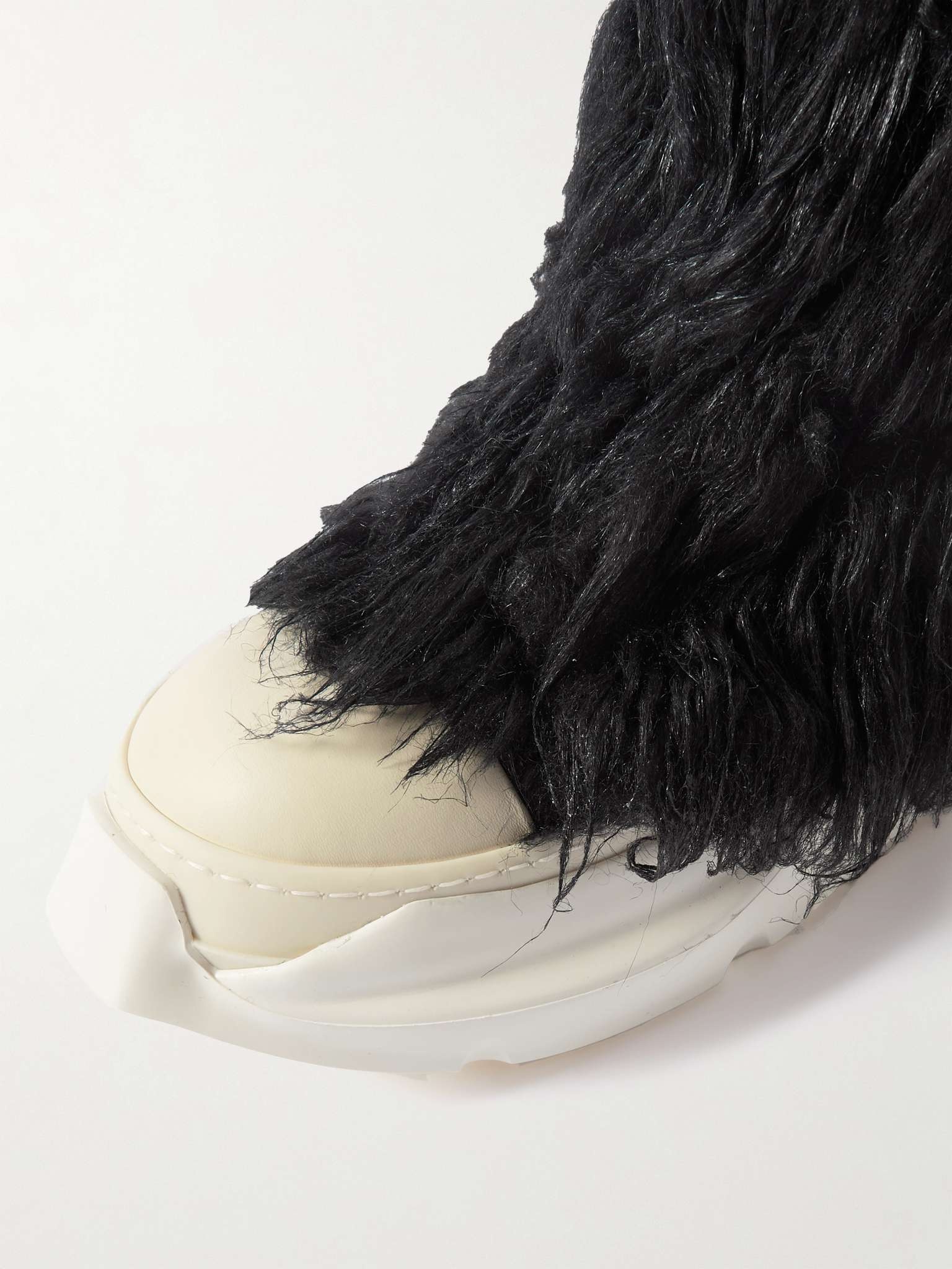 Leather-Trimmed Faux Fur and Canvas High-Top Sneakers - 6