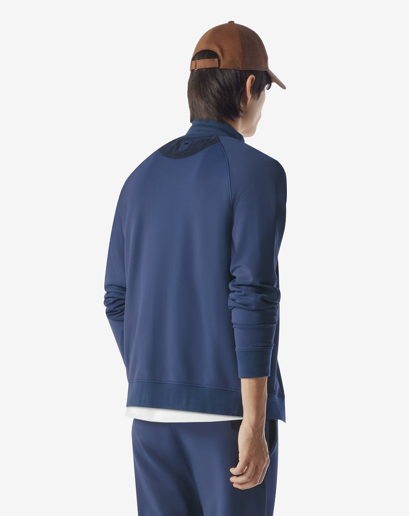 Denim blue stretch cotton and nylon sweatshirt 3
