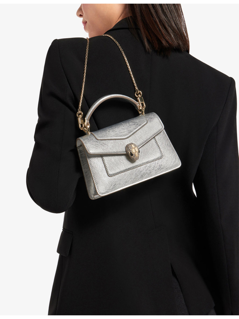 Serpenti Forever mini stud-embellished leather top-handle bag 4