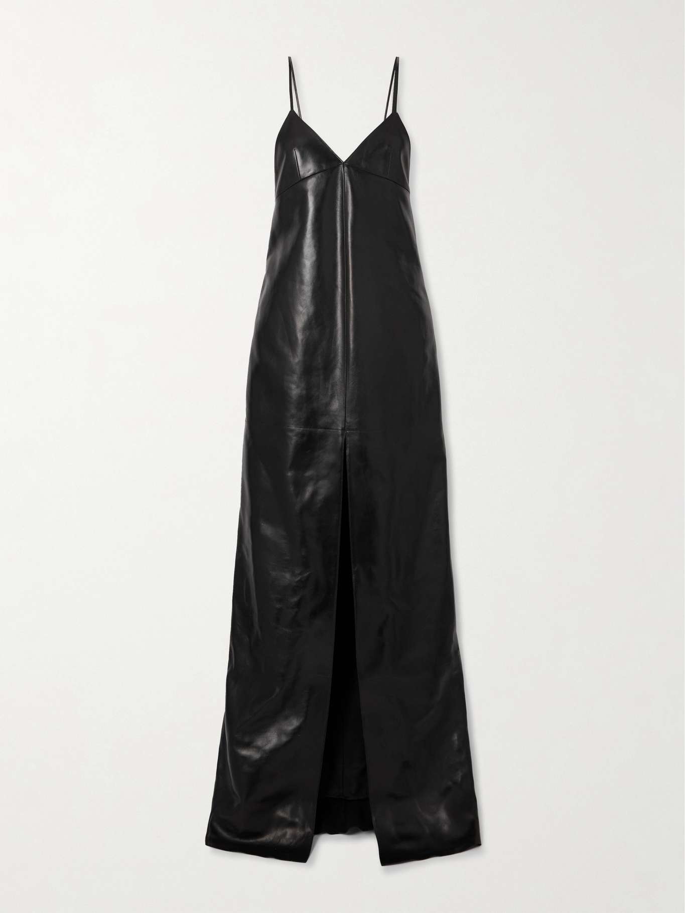 Paneled leather gown - 1