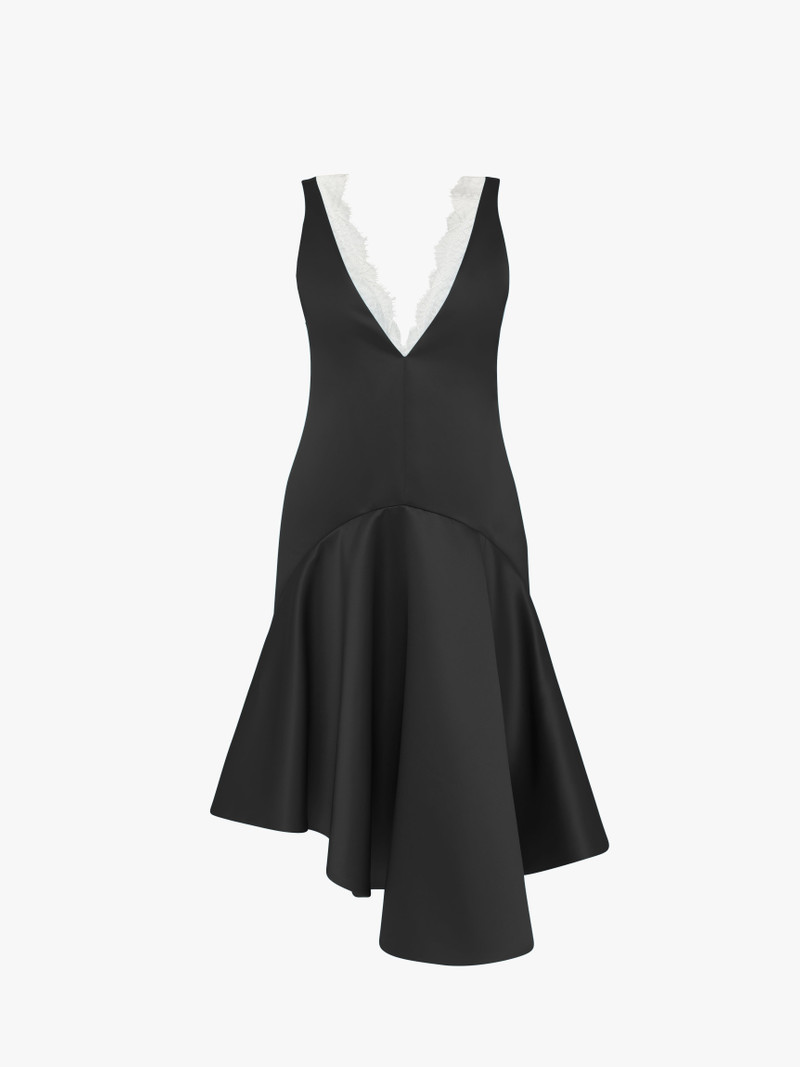 DRAPED HEMLINE V-NECK DRESS 1