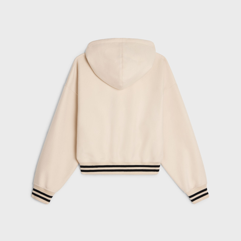 CELINE hooded varsity jacket in double face cashmere outlook