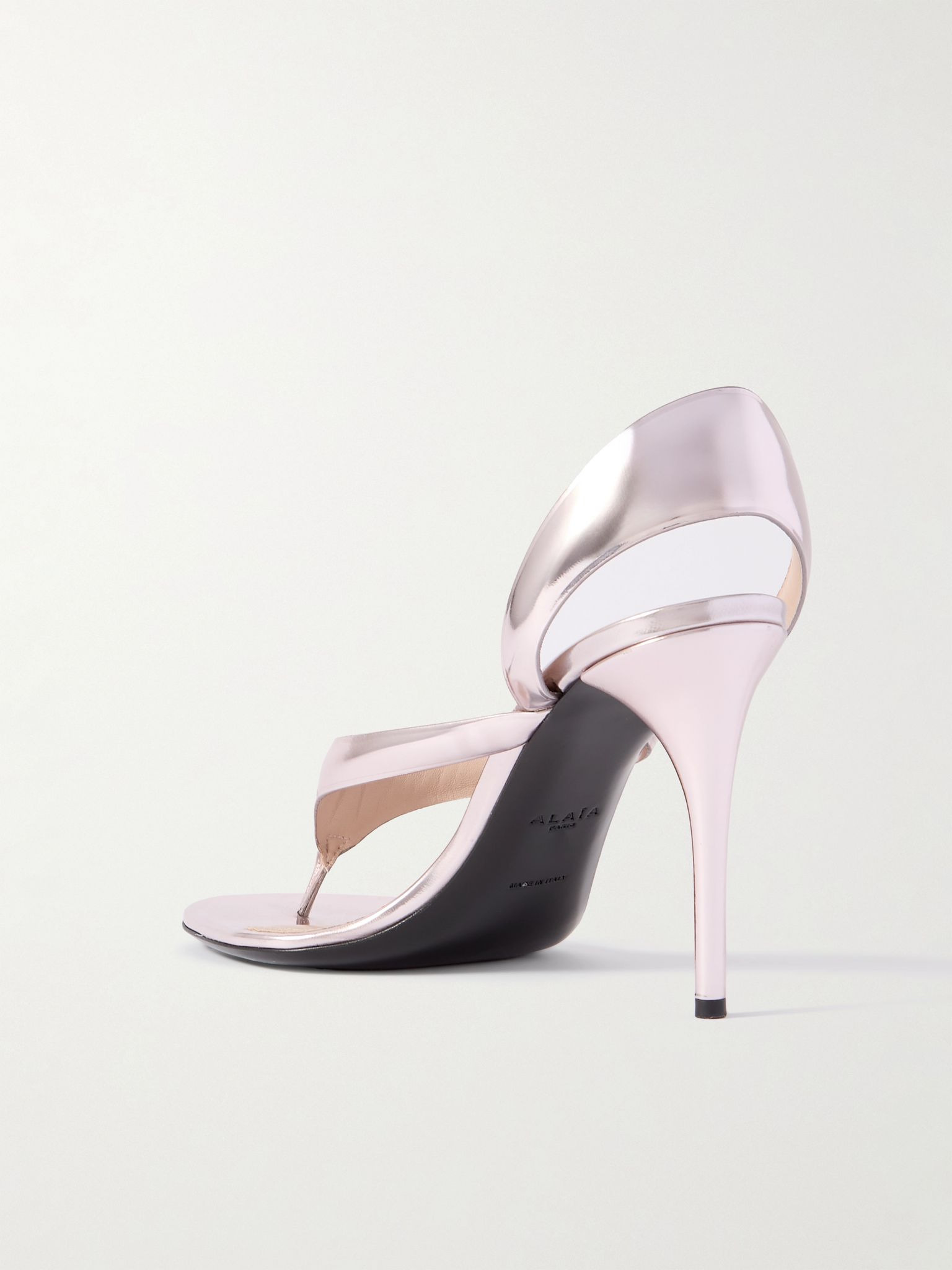 Tong 90 mirrored-leather sandals Silver - 3