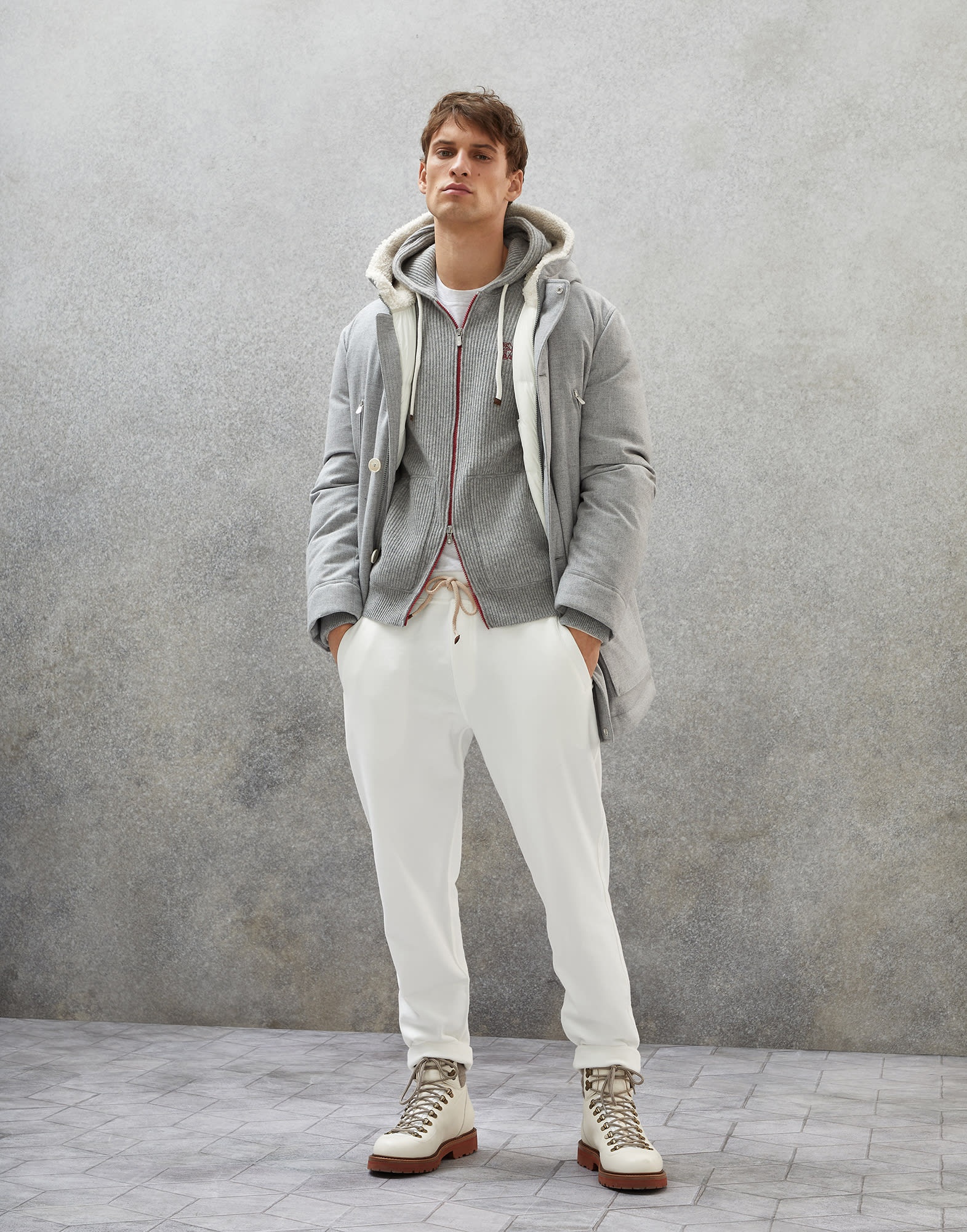 Brunello Cucinelli Cashmere English rib knit sweatshirt with